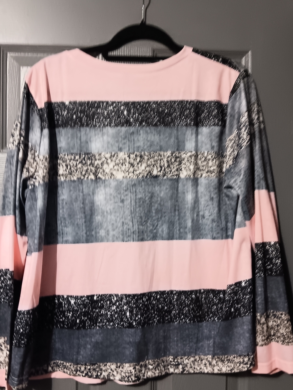 SHEIN Pink and Blue Striped Long Sleeve Blouse - Picture 3 of 5